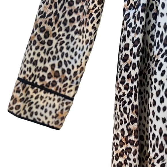 Twenty One Leopard Satin Double Breasted Trench Coat Jacket M - Picture 5 of 10